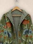 Hand-Embroidered Suzani Velvet Jacket, Green Statement Coat