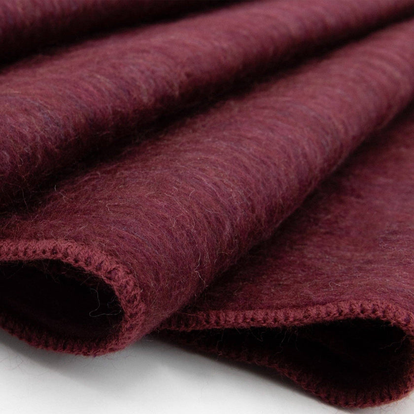 Totoracocha - Double Density Baby Alpaca Wool Throw Blanket / Sofa Cover - Queen 95 x 65 - Burgundy Wine