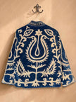 Hand-Embroidered Suzani Velvet Jacket, Blue Paisley Coat