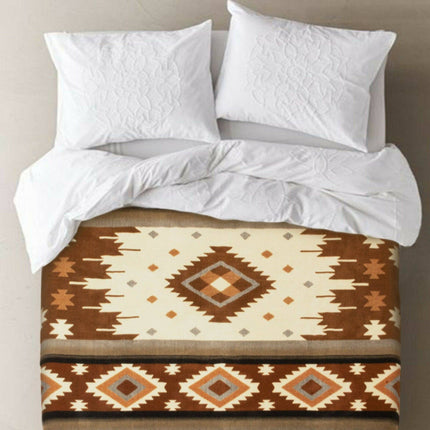 Desert Oak - Baby Alpaca Blanket - Thick Extra Large Reversible - Aztec Southwest Pattern Brown