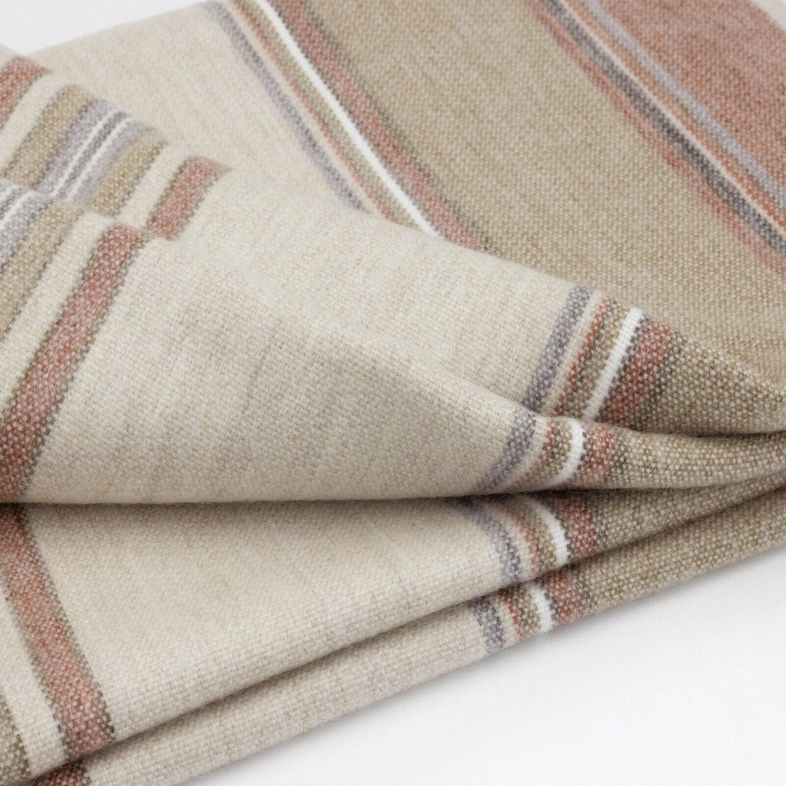 Zhumir - Baby Alpaca Wool Throw Blanket / Sofa Cover - Queen 95 x 66 - earthy stripes pattern
