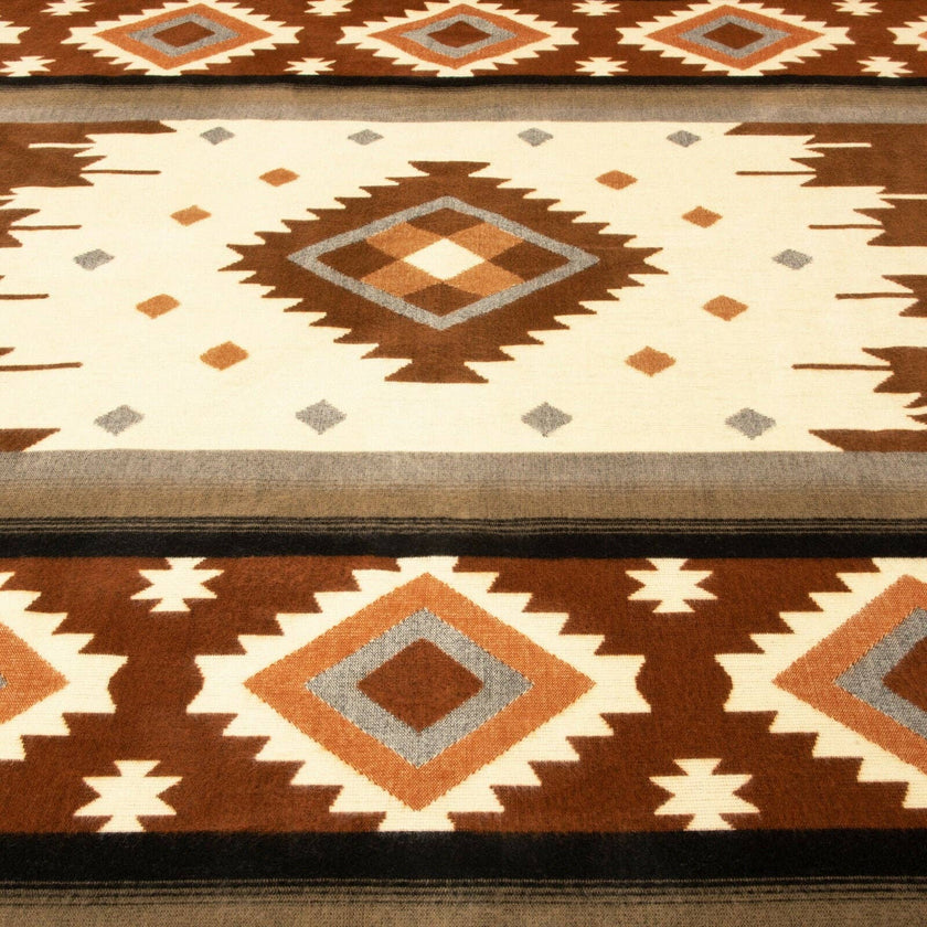 Desert Oak - Baby Alpaca Blanket - Thick Extra Large Reversible - Aztec Southwest Pattern Brown