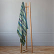 Imbabura - Baby Alpaca Wool Throw Blanket / Sofa Cover - Queen 97 x 68 in - Ocean Blue/Lush Green