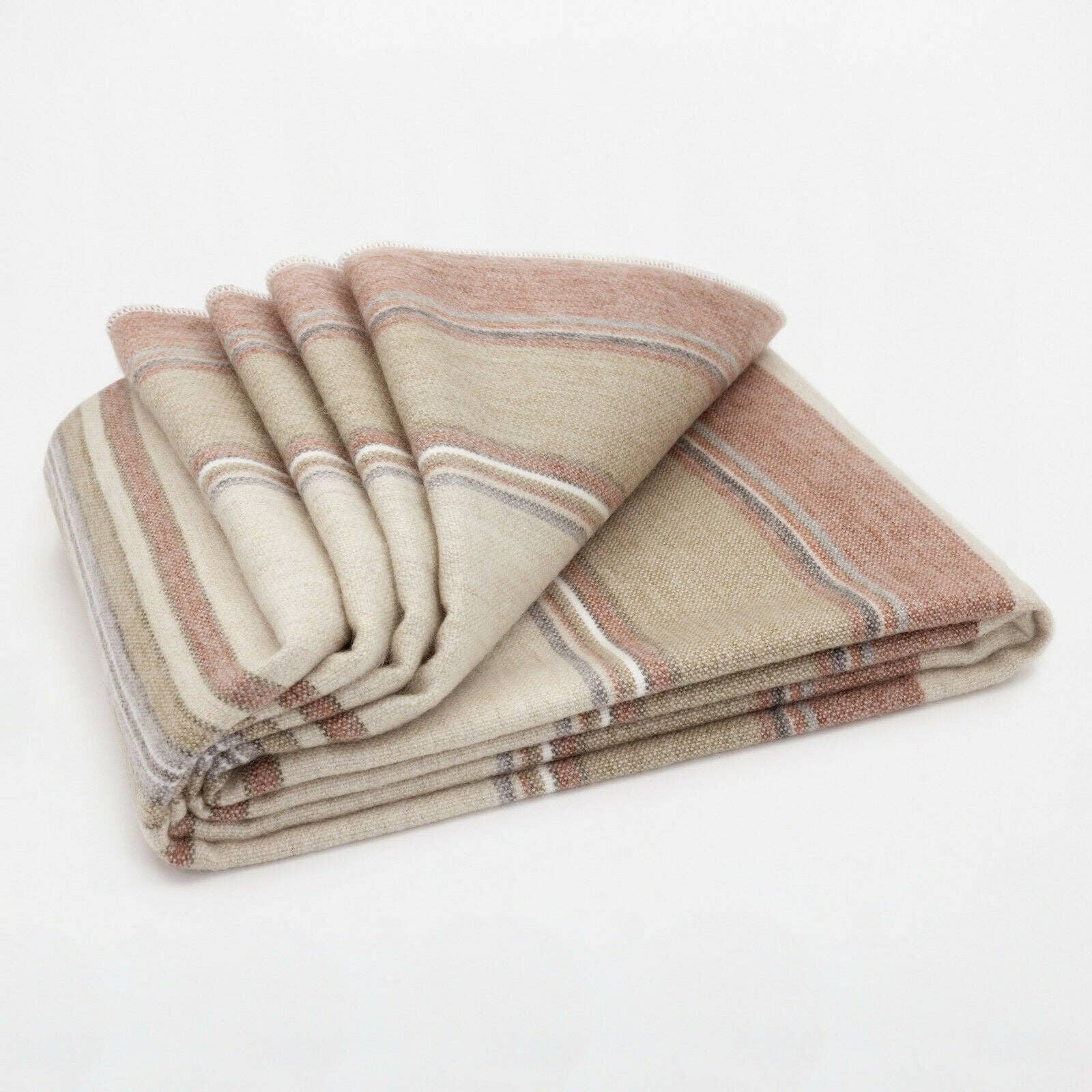 Zhumir - Baby Alpaca Wool Throw Blanket / Sofa Cover - Queen 95 x 66 - earthy stripes pattern