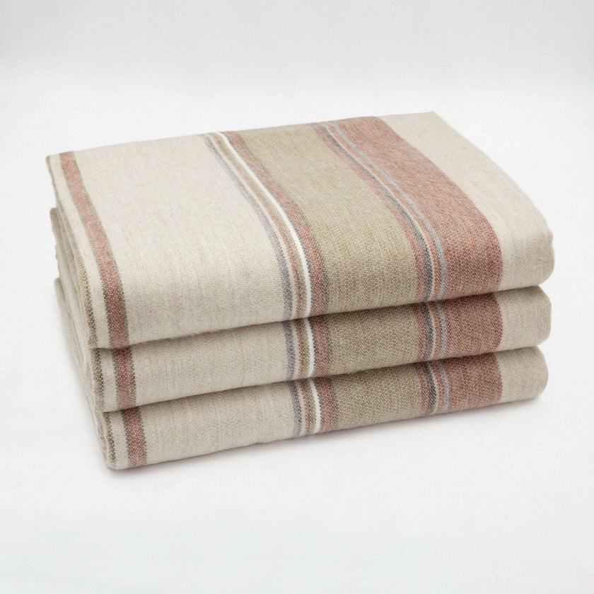 Zhumir - Baby Alpaca Wool Throw Blanket / Sofa Cover - Queen 95 x 66 - earthy stripes pattern