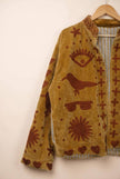 Suzani Embroidered Gold Velvet Jacket — Handmade Boho Statem