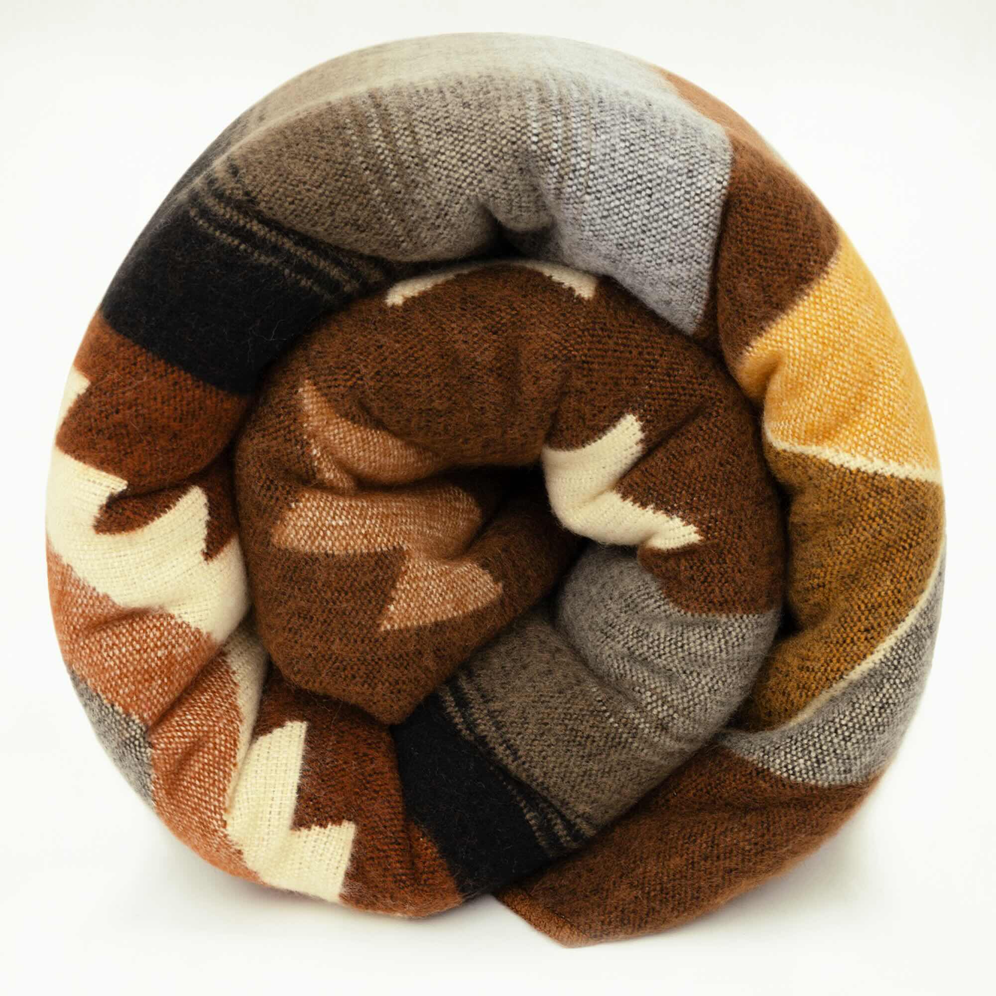 Desert Oak - Baby Alpaca Blanket - Thick Extra Large Reversible - Aztec Southwest Pattern Brown