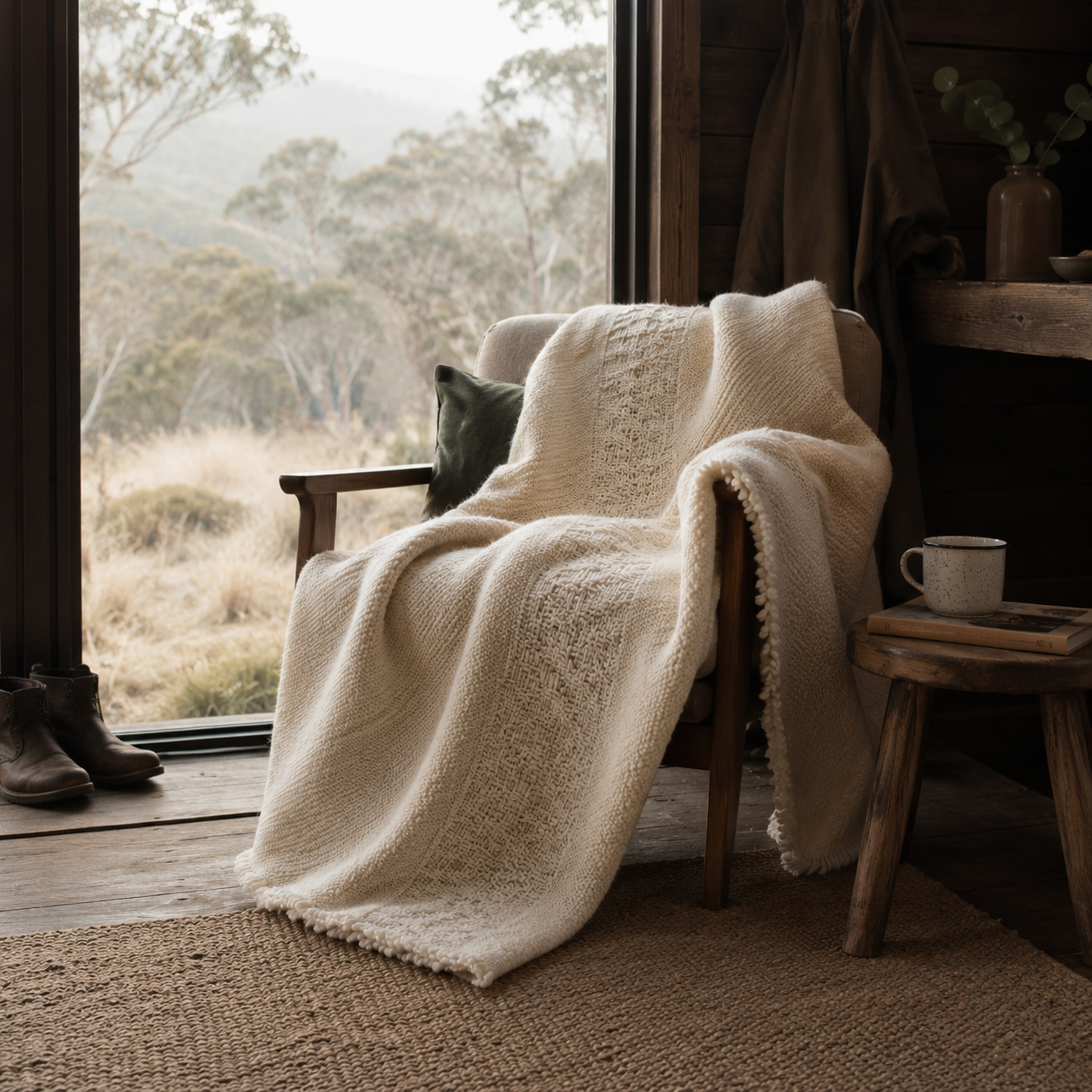 Ivory Ridge | 100% Llama Wool Blanket | 190cm x 110cm