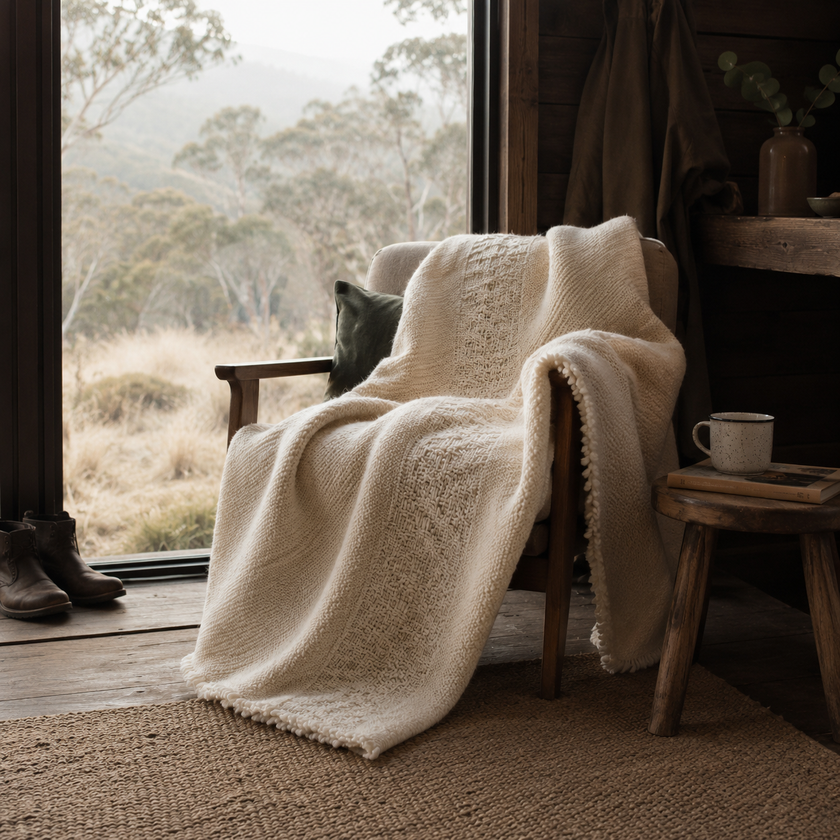 Ivory Ridge | 100% Llama Wool Blanket | 190cm x 110cm