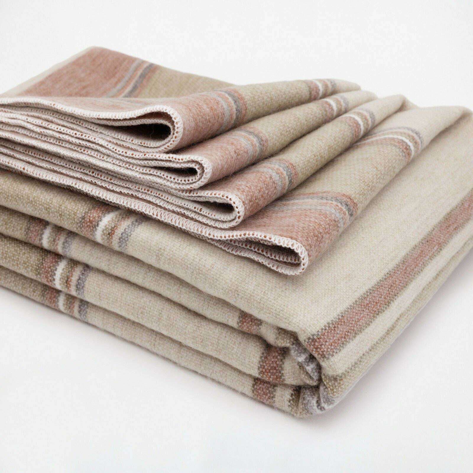 Zhumir - Baby Alpaca Wool Throw Blanket / Sofa Cover - Queen 95 x 66 - earthy stripes pattern