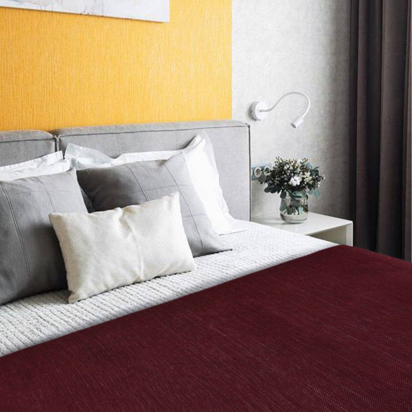 Totoracocha - Double Density Baby Alpaca Wool Throw Blanket / Sofa Cover - Queen 95 x 65 - Burgundy Wine
