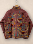 Hand-Embroidered Suzani Velvet Jacket, Rosewood Boho Coat