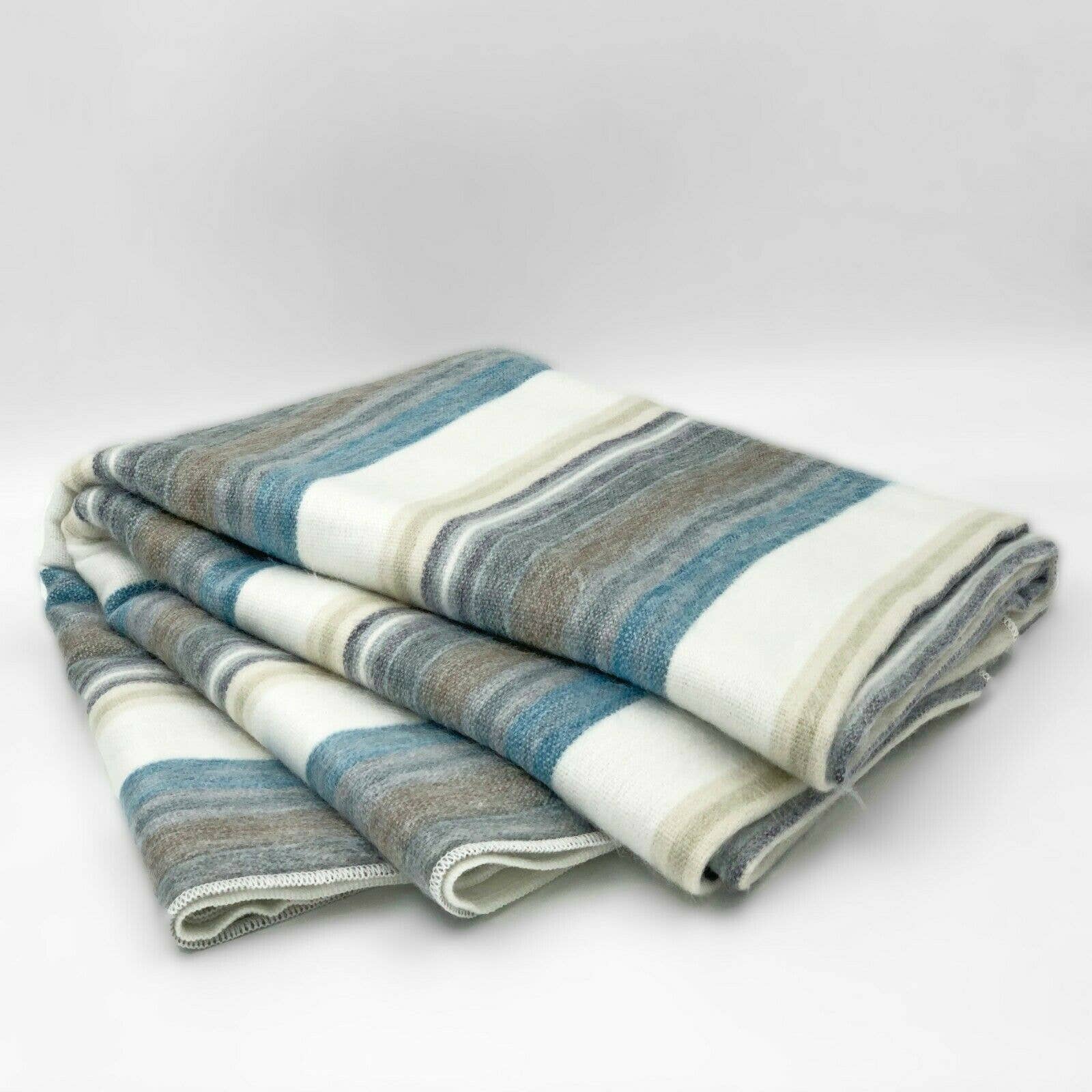 Chuquipogyo - Baby Alpaca Wool Throw Blanket / Sofa Cover - Queen/Queen PLUS - multi colored thin stripes pattern: Queen