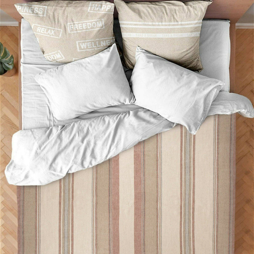 Zhumir - Baby Alpaca Wool Throw Blanket / Sofa Cover - Queen 95 x 66 - earthy stripes pattern